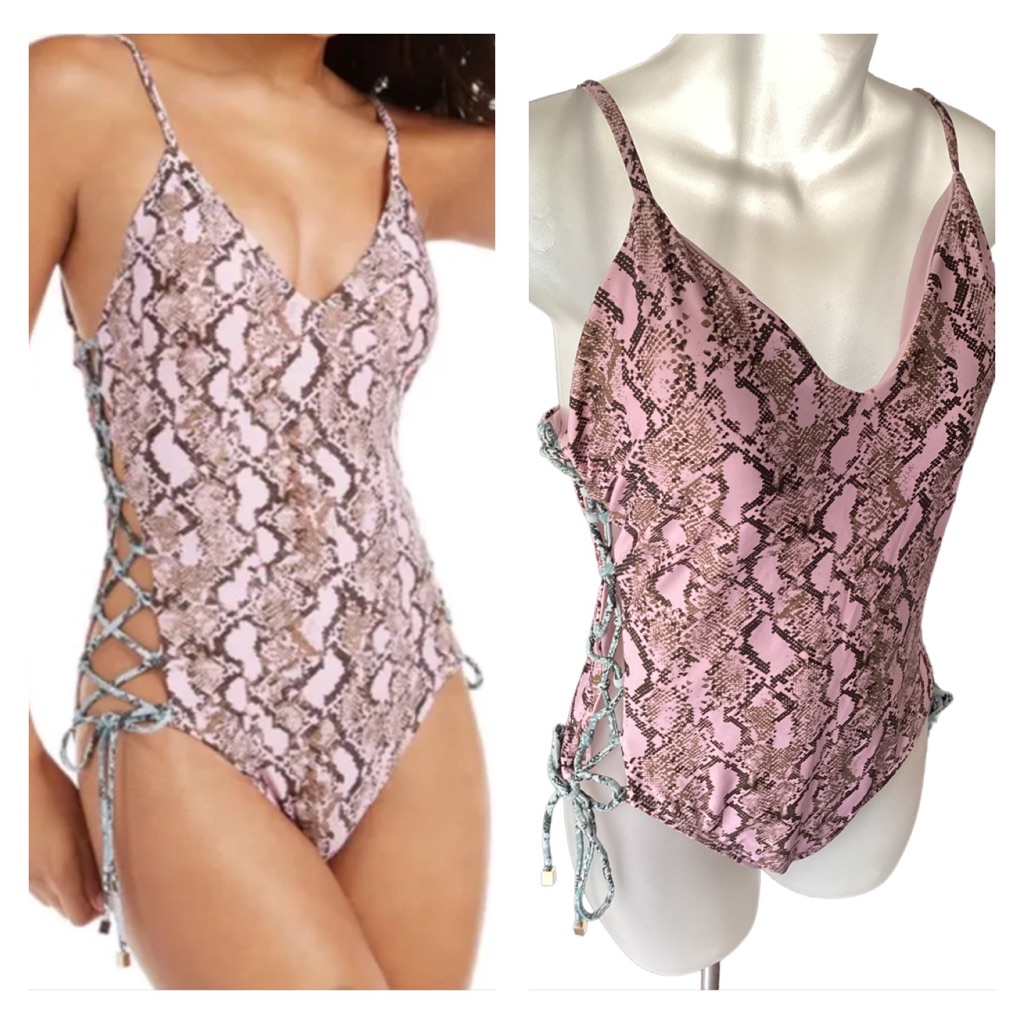Python Print Side Lace-Up Onepiece S2